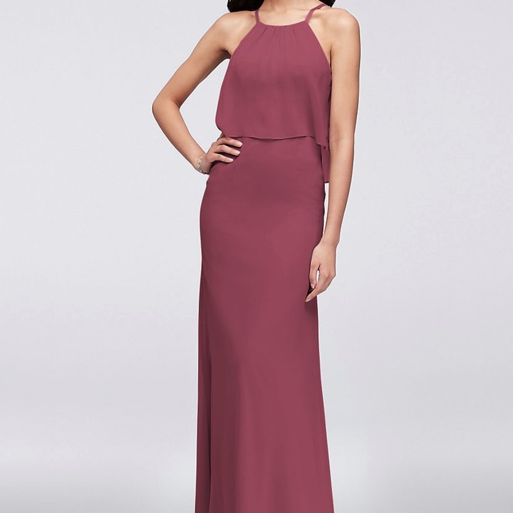 Davids Bridal Flounced Chiffon Sheath Dress